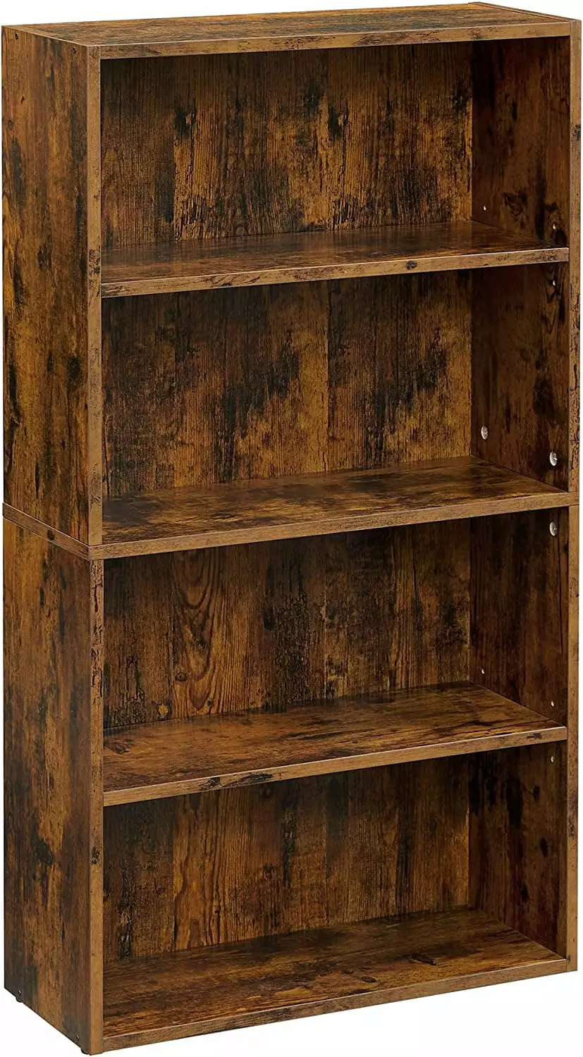 VASAGLE Cube Storage Organizer 4-Tier Bookshelf Bookcase with Adjustable Storage Shelves Rustic Brown