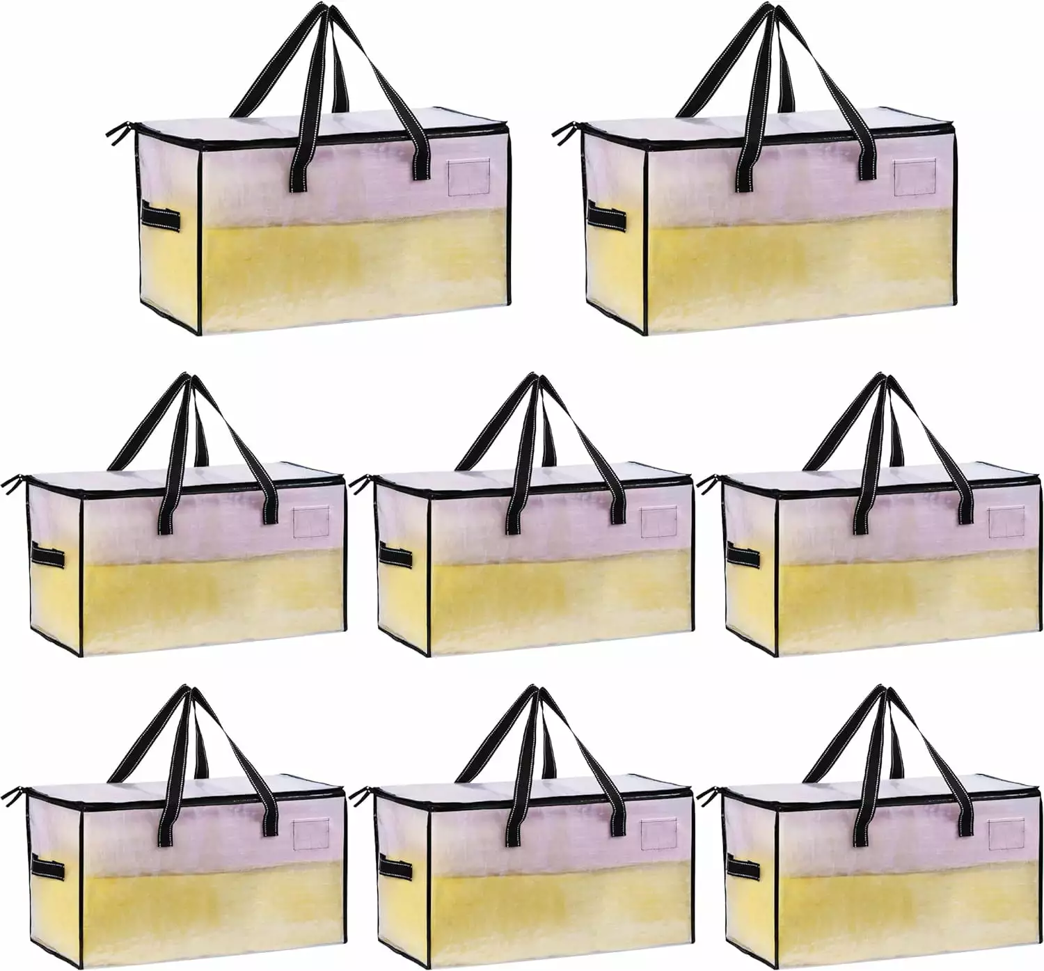 VENO 8 Pack Moving and Storage Bags. Alternative to Moving Boxes with Lids. Packing Supplies for College Dorm. Large Foldable Heavy-Duty Tote with Window. Zipper (Clear)