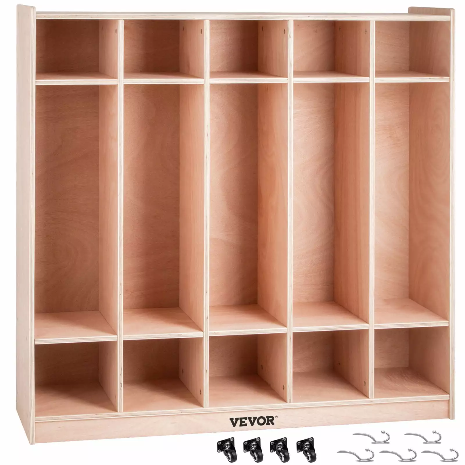 VEVOR 5 Grids Classroom Storage Cabinet Preschool Coat Cubby Lockers 48.4 inch Plywood Birch Coat Locker for Home Toddlers And Kids