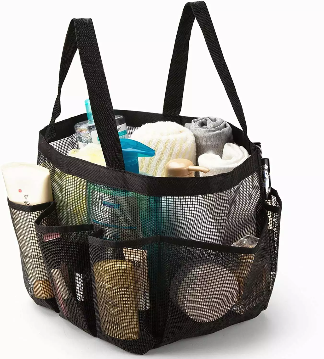 VONTER Portable Mesh Shower Caddy. Quick Dry Shower Tote Hanging Bath & Toiletry Organizer Bag. Double Handles for College Dorm. Travel. Gym & Camping