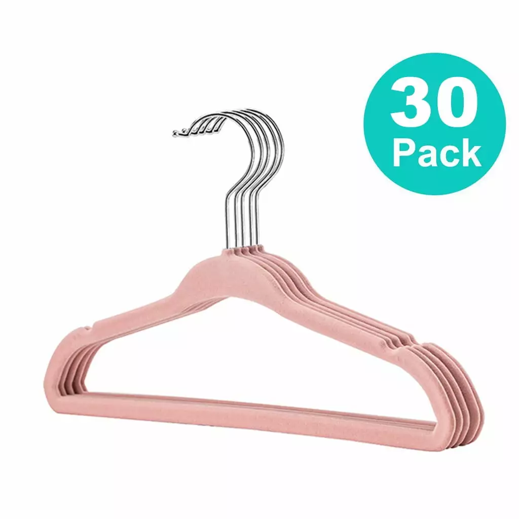 Velvet Kids Hangers. Premium Childrens Hangers for Closet. Ultra Thin Cute Clothes Hanger. Non Slip Felt Hangers. Small Hangers for Kids Clothes Pink