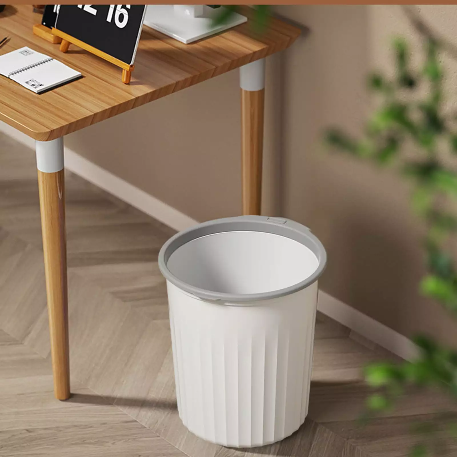 Vfedsrsge Household Kitchen Trash Can Bedroom Toilet Large Lidless Press Ring Bathroom Trash Can.White