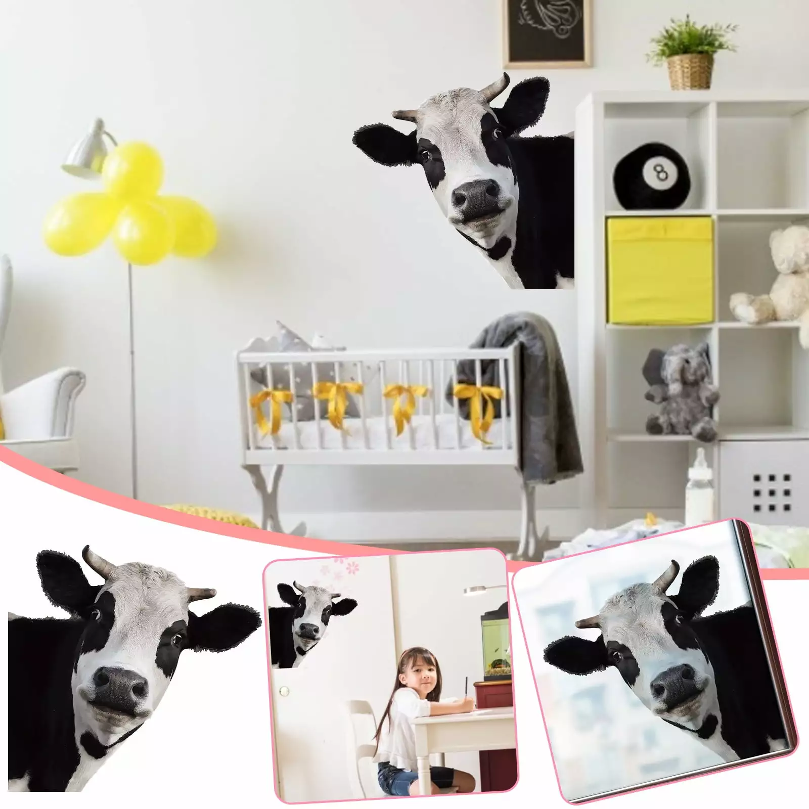 Vikakiooze Home Decor Cute Cow Children's Bedroom Entrance Home Landscaping Decoration Removable Wall