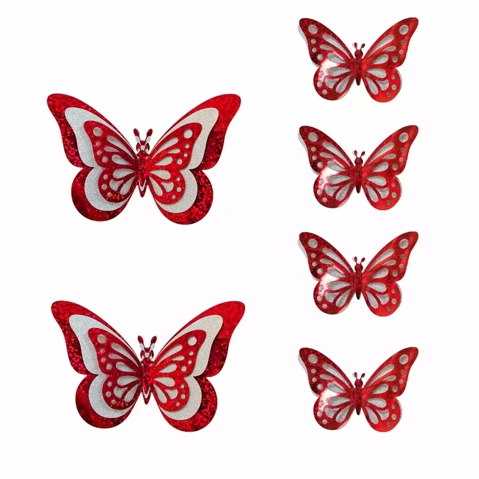 Vikakiooze Three-layer hollow red butterfly 3D wall sticker Valentine's Day decoration set of 6 pieces