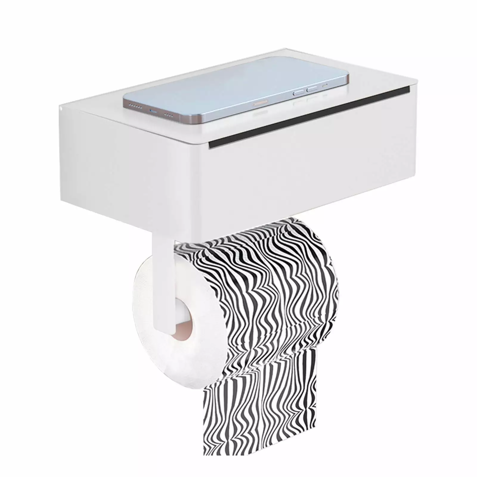 Vikakiooze Toilet Paper Holder With Shelf. Toilet Paper Holder Storage Wipes Dispenser For Bathroom. . Adhesive Or Screw Wall Mount，Toilet Paper Holder With Flushable Wipe