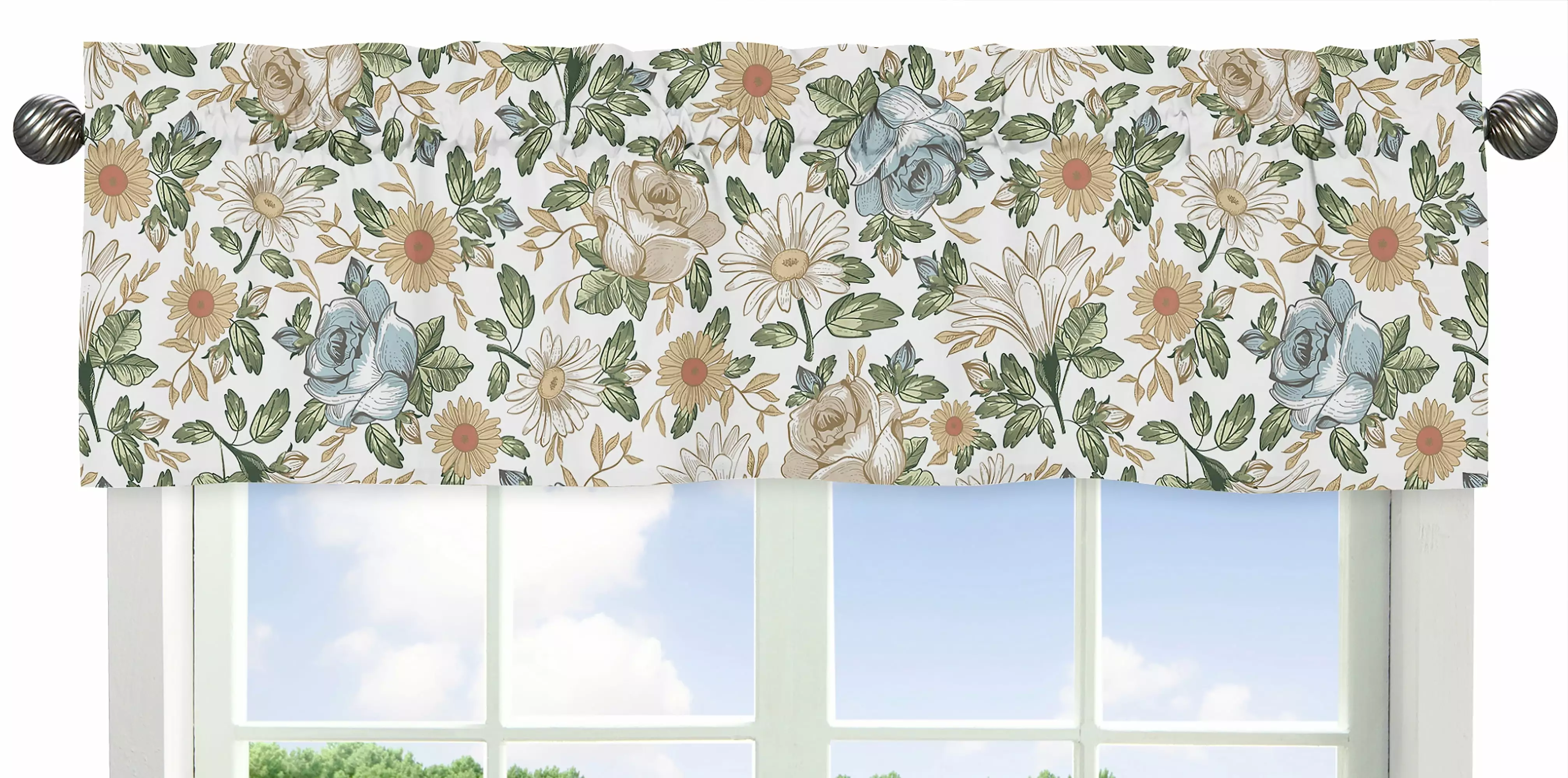 Vintage Floral Blue and Yellow 54 Window Valance by Sweet Jojo Designs