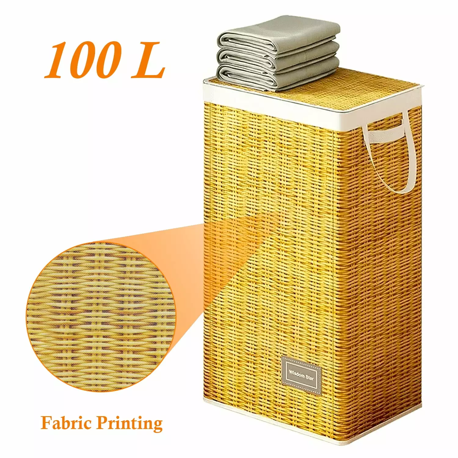 WERSEON 100L Fabric Laundry Hamper.Laundry Basketwith Lid. Freestanding Clothes Hamper Storage Basket for Toys Clothes Organizer(Material: Fabric. Not Wicker)