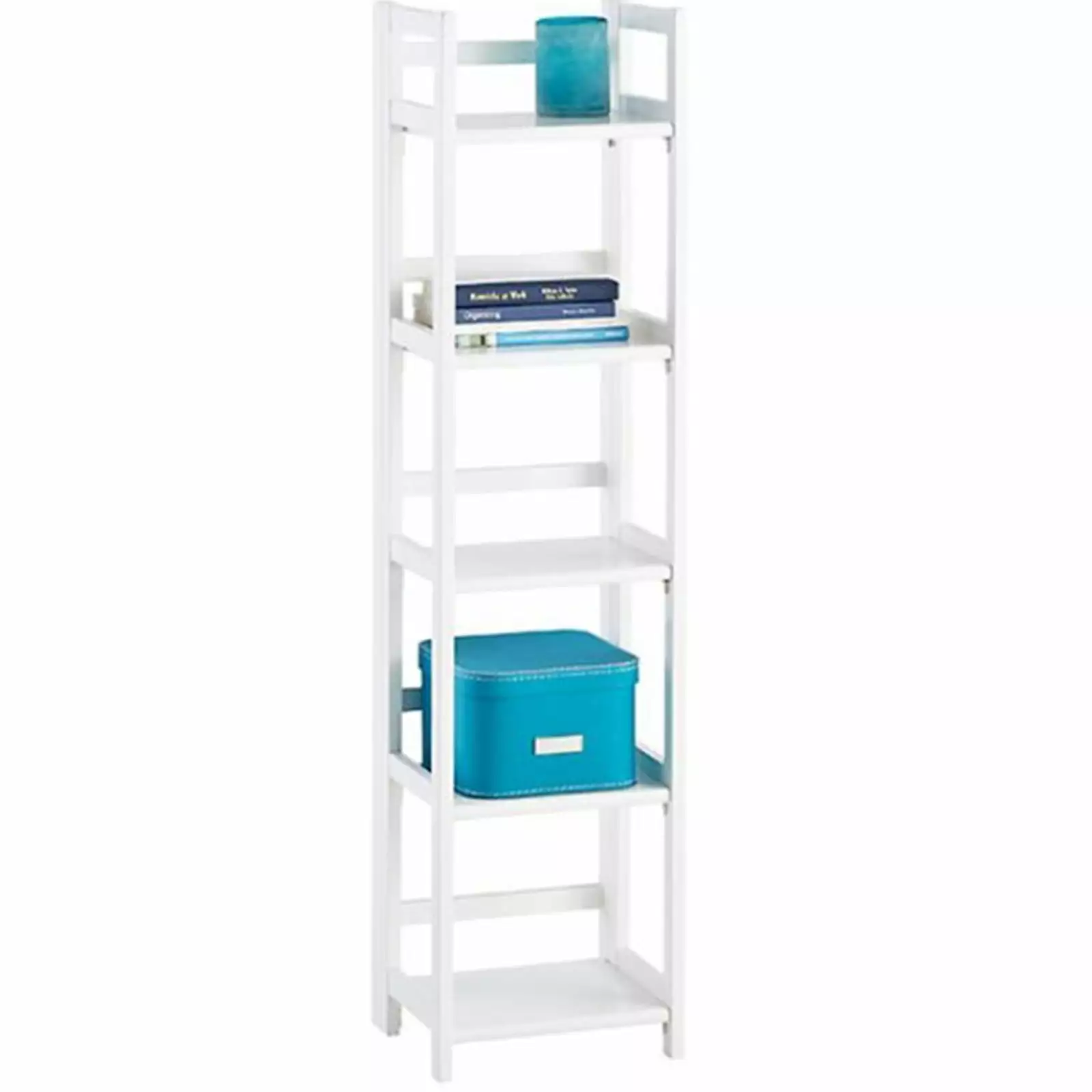 WM Tall Narrow Bookshelf-5 Tier Tall Bookshelf. Narrow Bookcase with Wood Frame.Tall Skinny BookShelf for Living Room. Home Office. Study. 11.5 x 14.0 x 56.0 Inches. Industrial Style. White