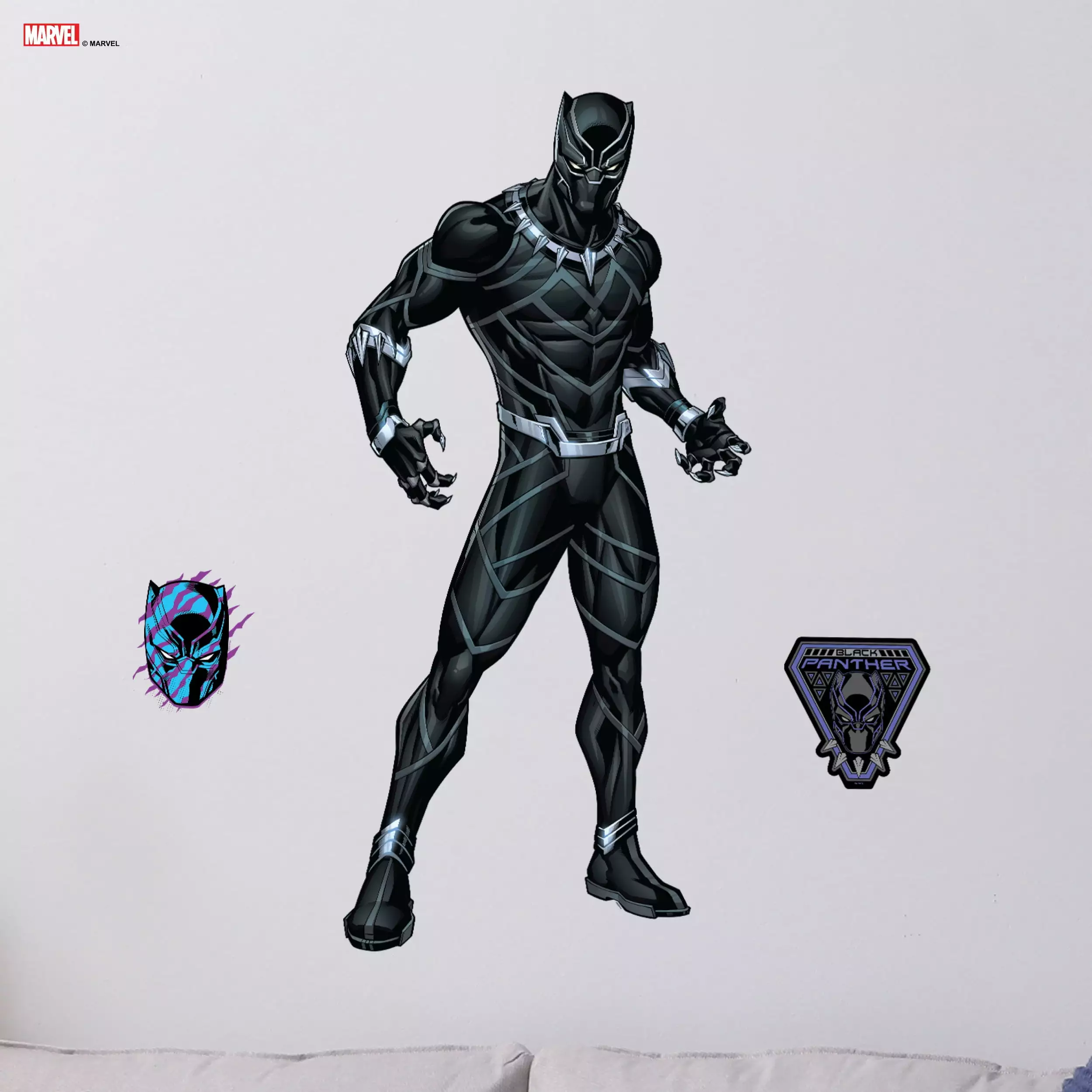 Wall Palz Marvel Black Panther Wall Decal - 29 Augmented Reality Black Panther Bedroom Decor Peel and Stick Vinyl Wall Stickers