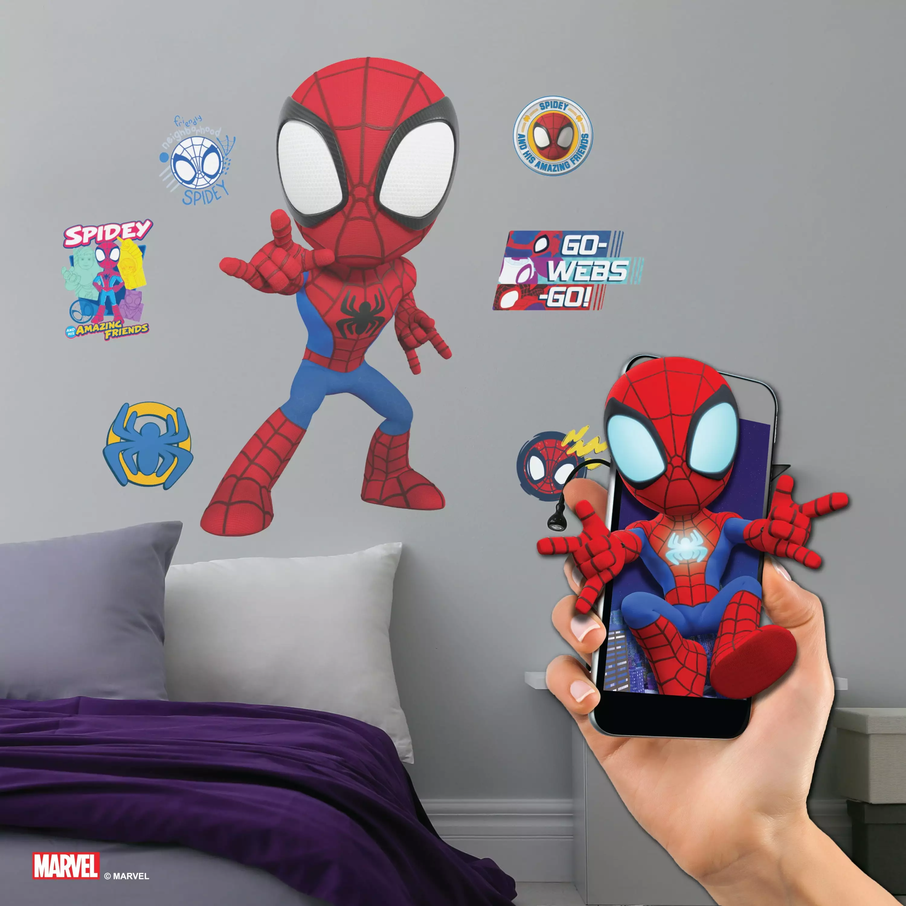 Wall Palz Marvel Spidey and His Amazing Friends Wall Decal - Marvel Wall Decals with 3D Augmented Reality Interaction 27 Wall Stickers