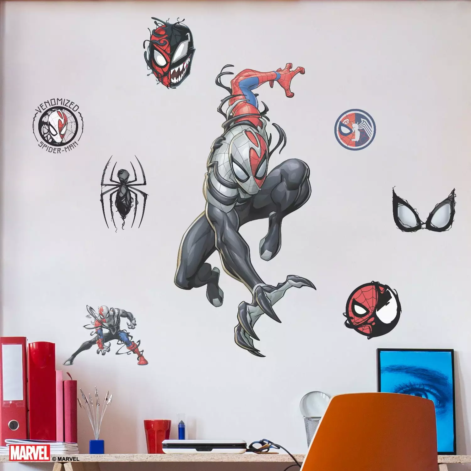 Wall Palz Marvel Venomized Spider-Man Wall Decals - Marvel Spider-Man Wall Decal - with 3D Augmented Reality Interaction - 27 Tall Venom Symbiote Spider-Man Stickers Marvel Room Decor