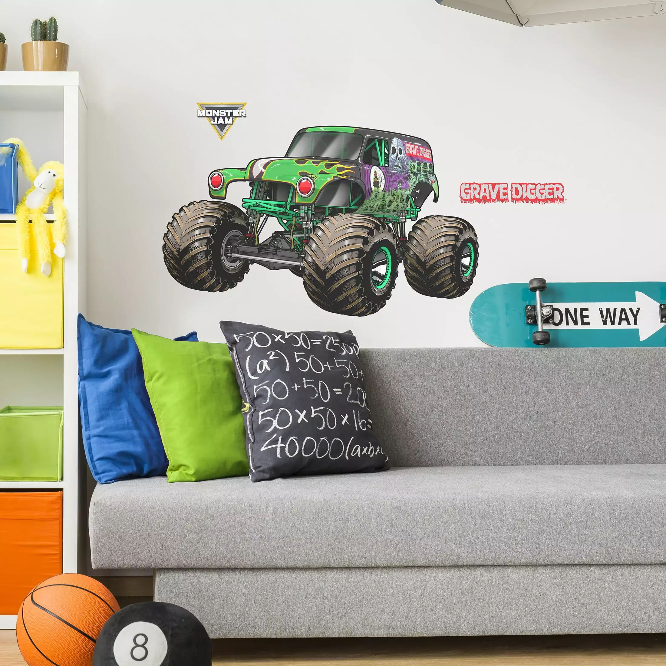 Wall Palz Monster Jam Grave Digger Wall Decal - Monster Jam Wall Stickers with 3D Augmented Reality Interaction - 28 Monster Jam Grave Digger Monster Truck Wall Decor