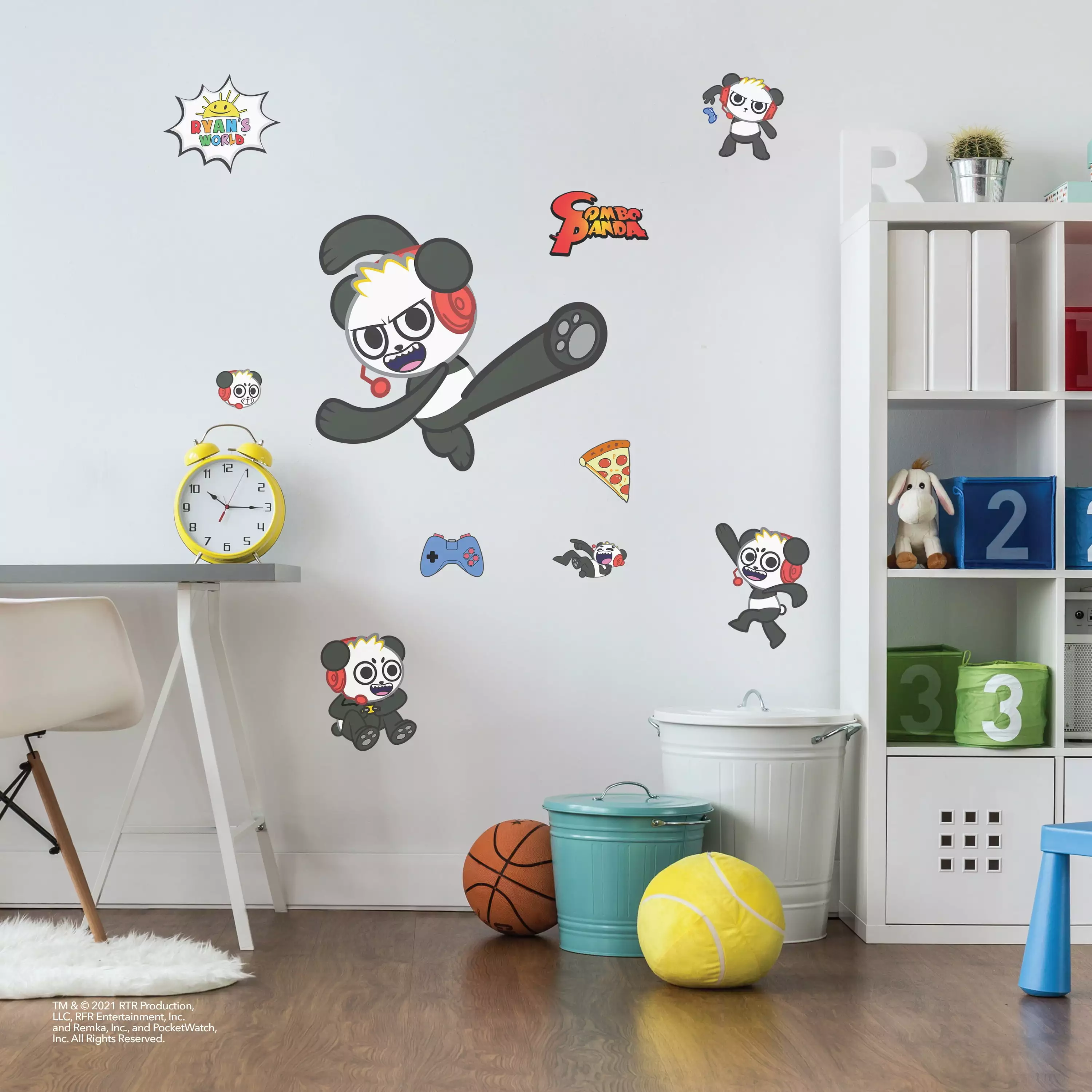 Wall Palz Ryan's World Combo Panda Wall Decals - Combo Panda Vinyl Stickers with 3D Augmented Reality Interaction - 20 Combo Panda Ryan World Room Decor