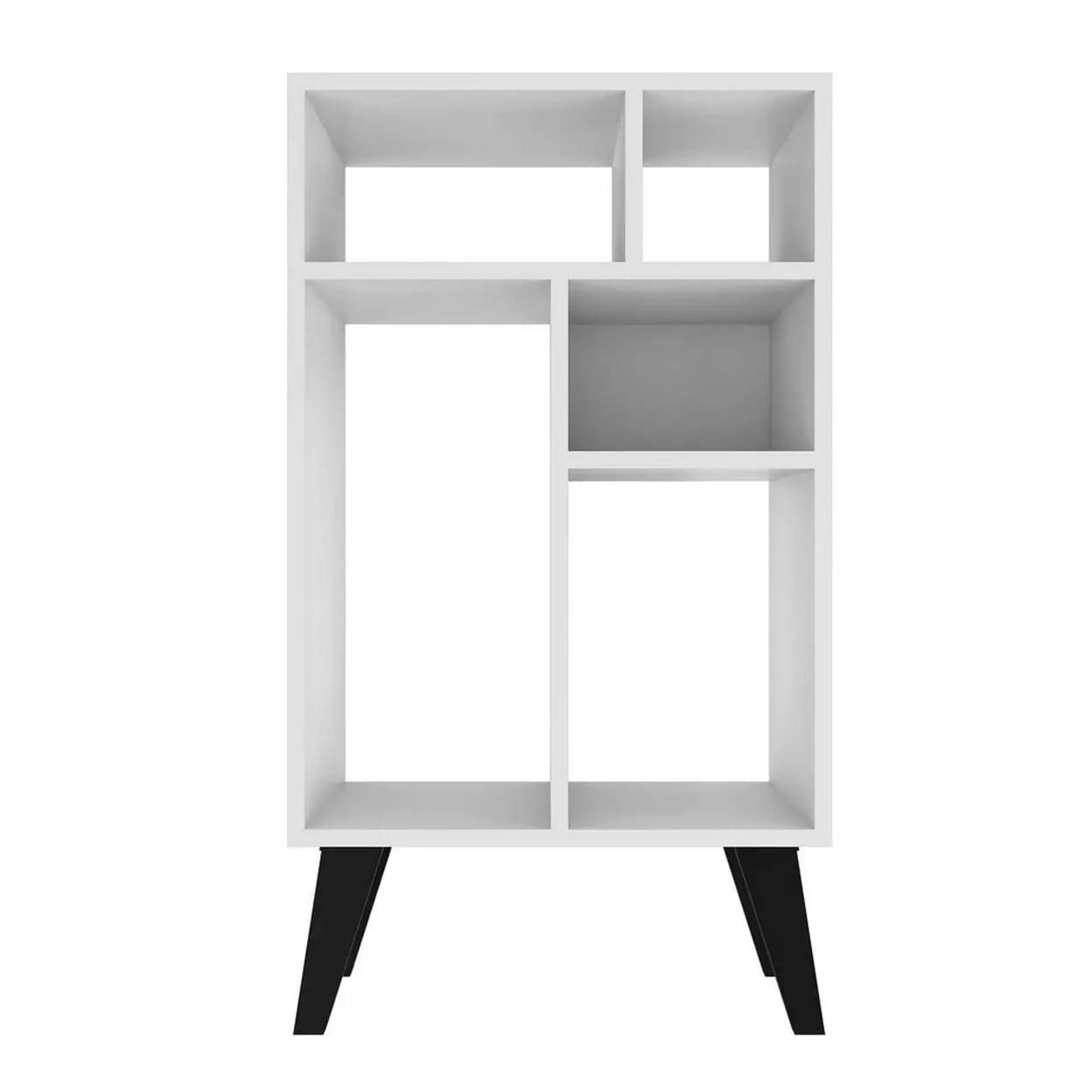 Warren Low Bookcase 3.0 with 5 Shelves in White with Black Feet