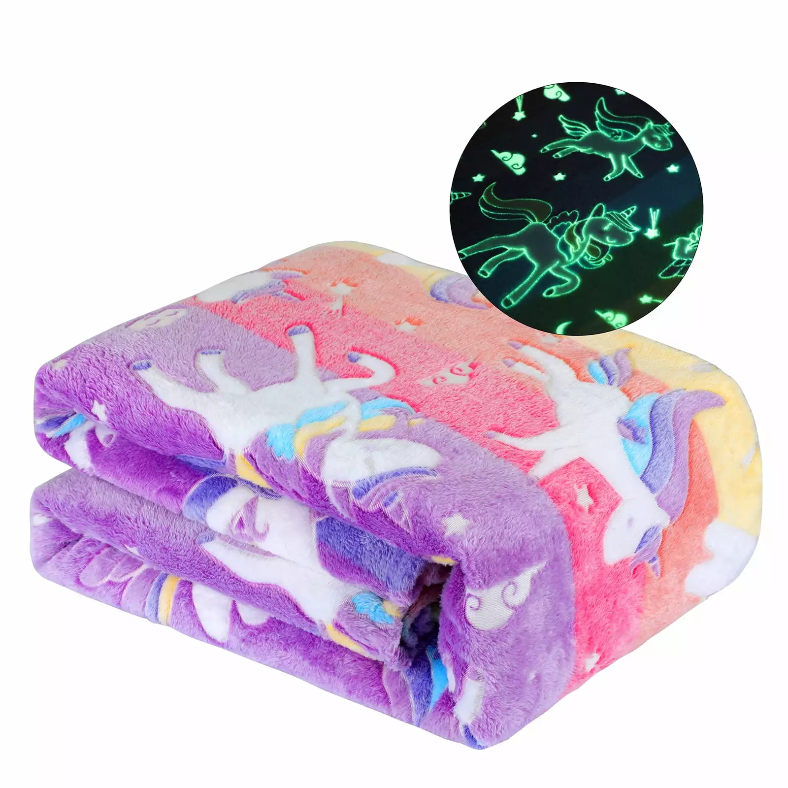 Wesan Glow in The Dark Blanket Unicorns Gifts for Kids Girls Flannel Throw 60x50