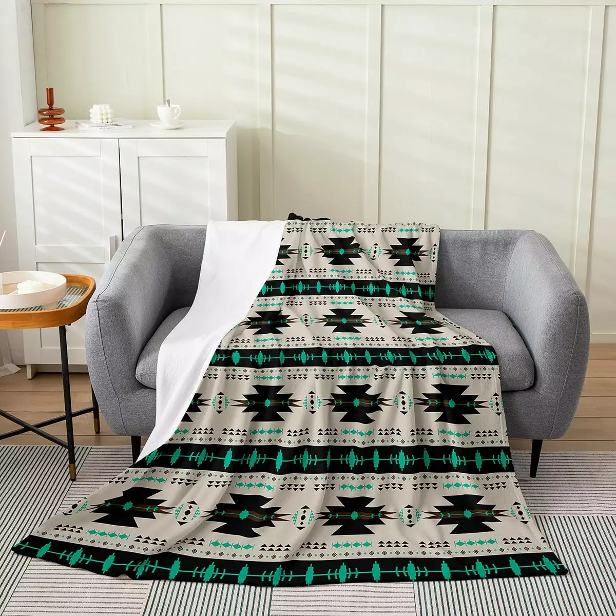 Western Boho Flannel Fleece Blanket Throw Size. Aztec Throw Blanket. Arrow Sherpa Blanket. Retro Exotic Style Bed Blanket Decor for Bed Sofa Couch All Season