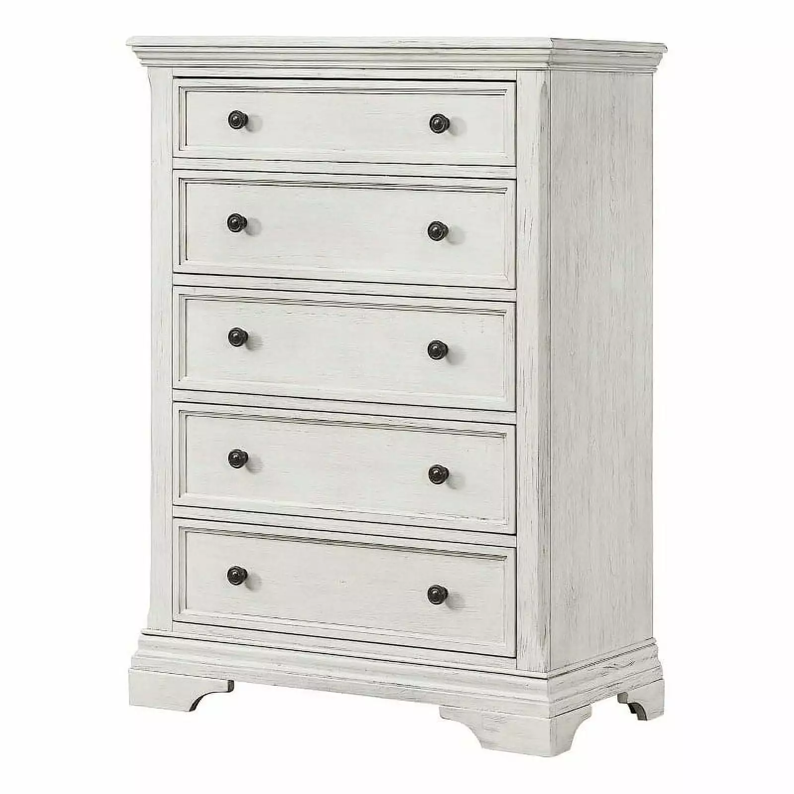 Westwood Design Olivia 5-Drawer Traditional Wood Chest in Brushed White