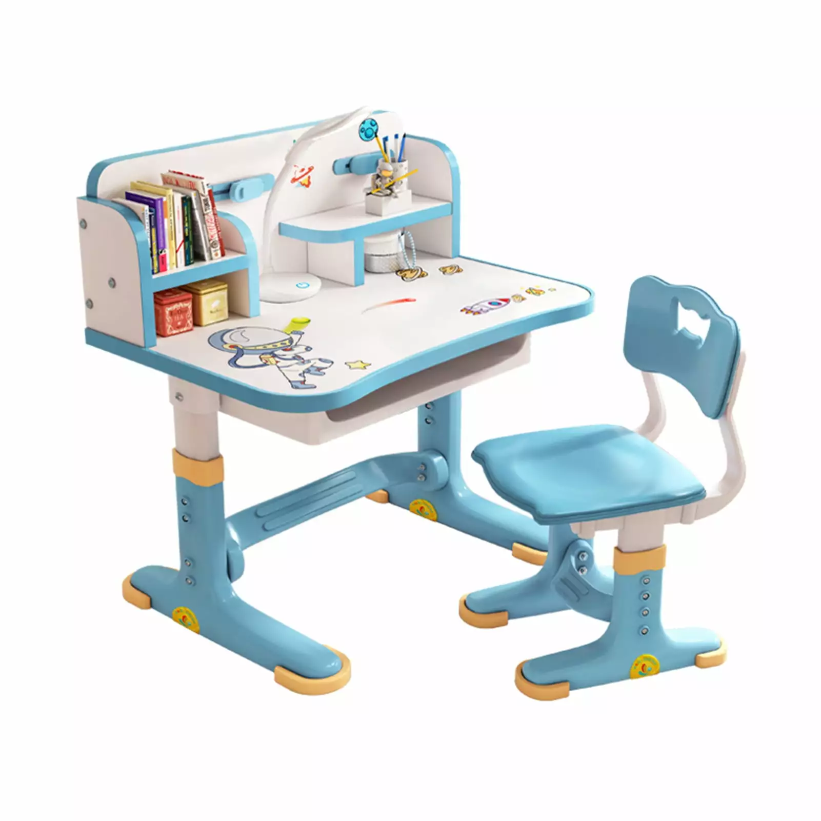 Wharick Children Chair Desk Set. Height Adjustable Children School Study Table with Drawer Chair. for Boys Girls Homework Reading