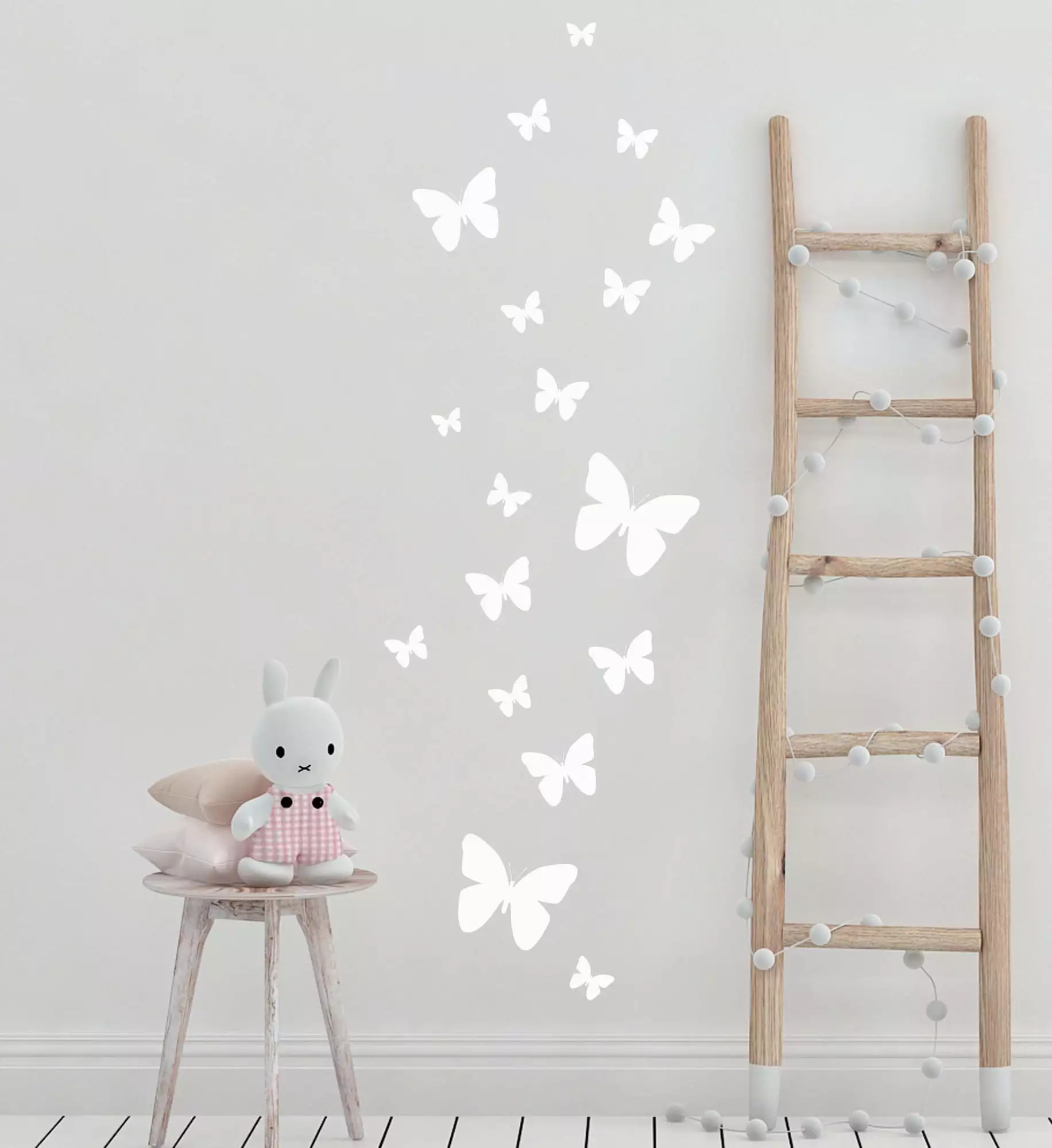 White Butterfly Wall Decals Girls Wall Stickers Kids Room Decor 26 Butterflies decals 1.5-10.75