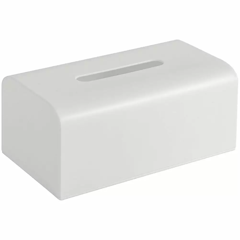 White Tissue Box Holder for Bathroom. Car. Office - Plastic Desktop Storage