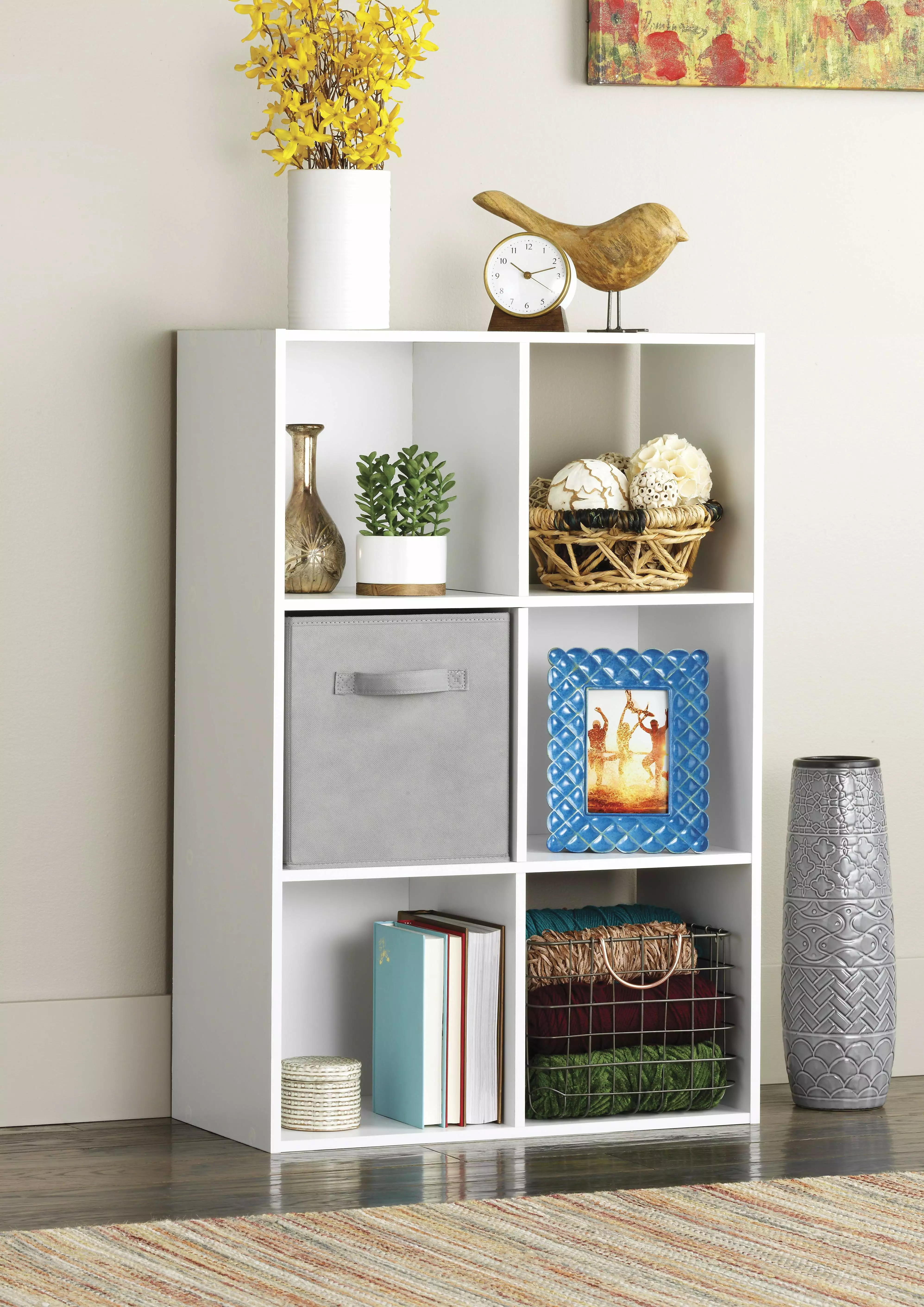 Whitmor 3 Shelf Cube Bookcase Organizer - 6 Section - White