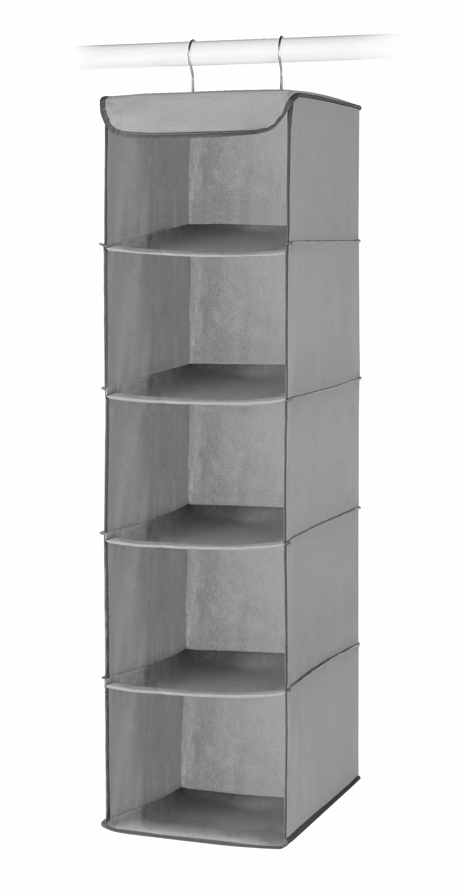 Whitmor 5 Section Closet Organizer - Hanging Shelves with Sturdy Metal Frame - Grey - 10.75 x 10.0 x 35.0