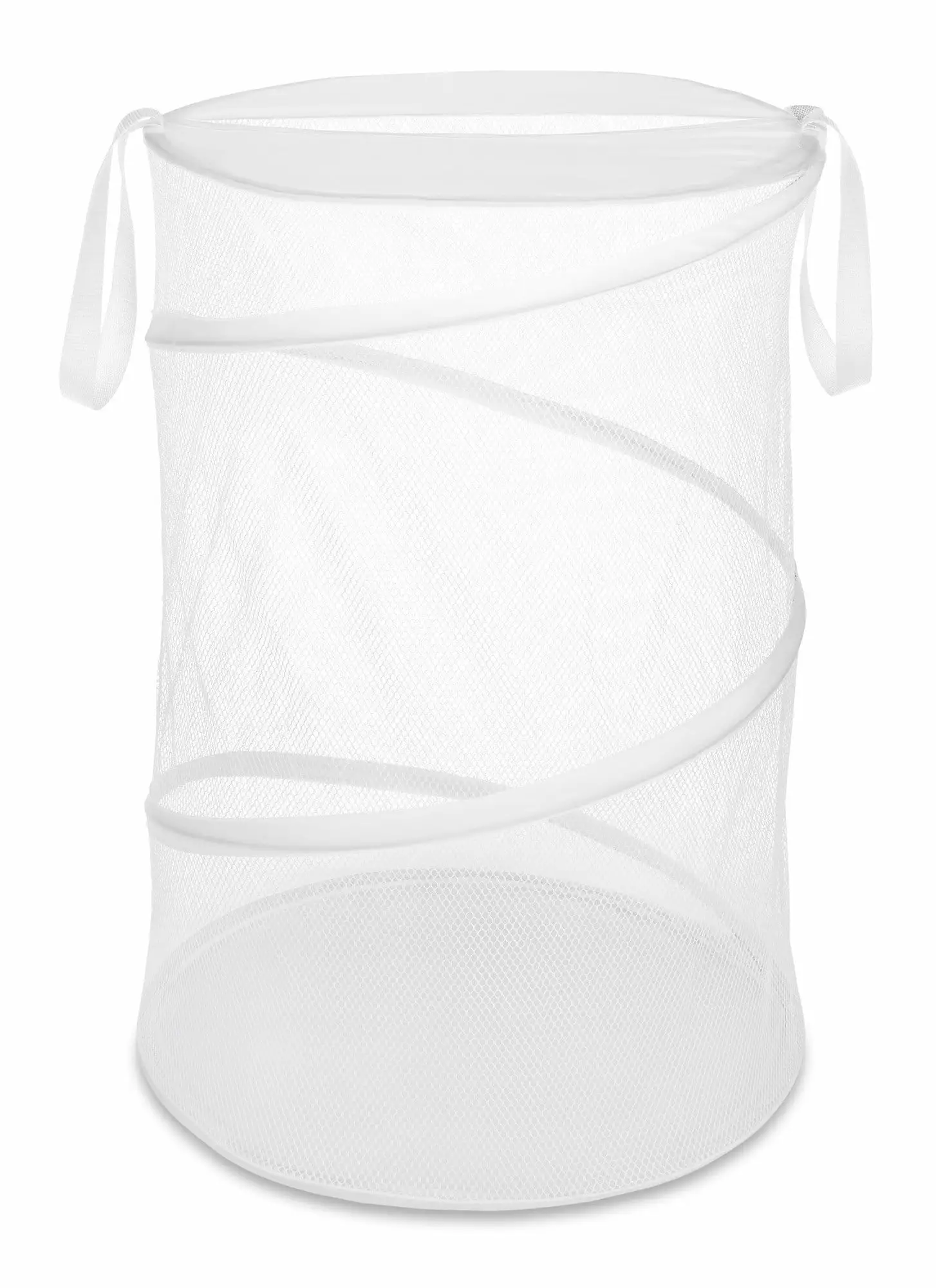 Whitmor Collapsible Mesh Laundry Hamper with Handles. White. for Adult or Teen Use