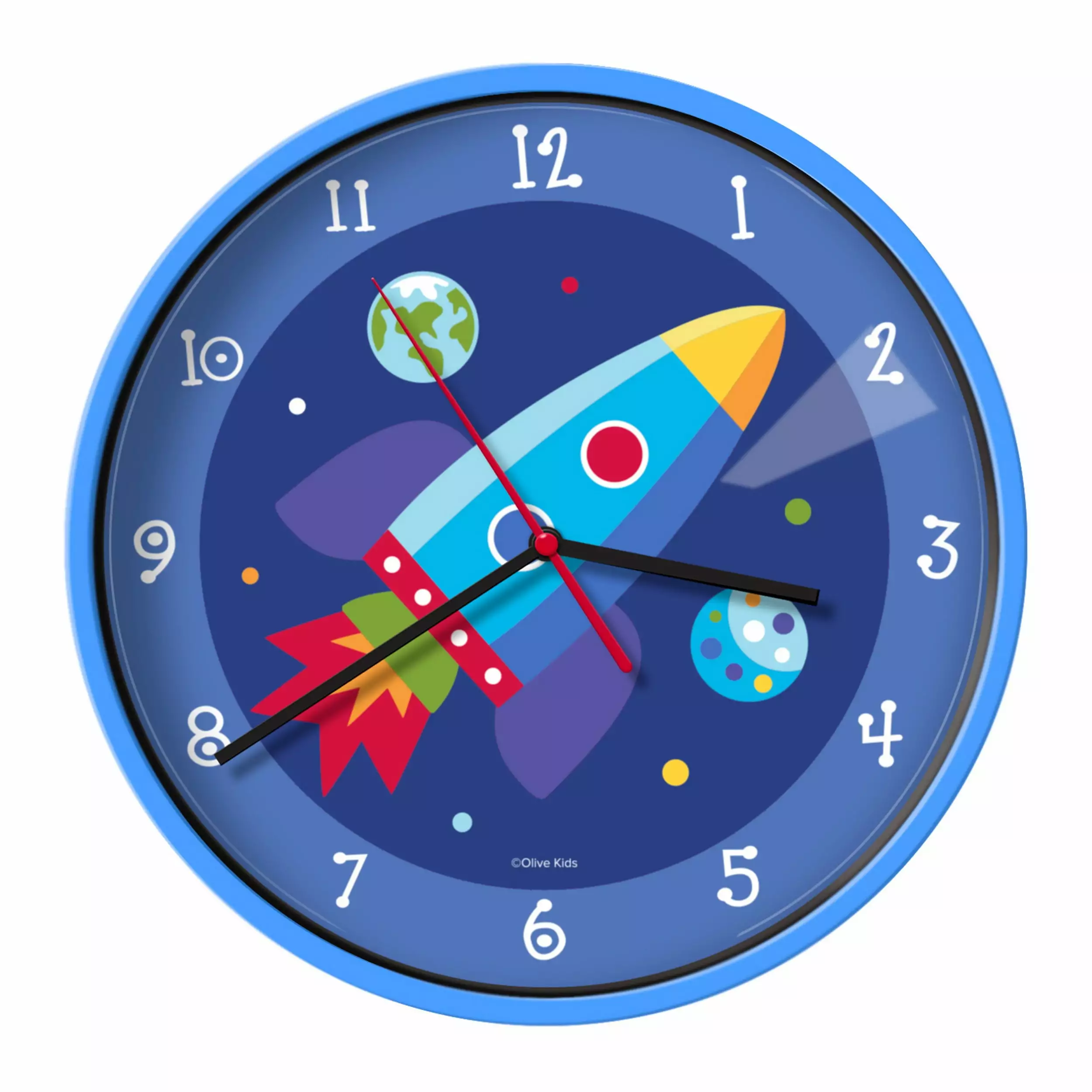 Wildkin Kids Wall Clock for Boy sand Girls. Features Silent Quartz Movement. 12 Inch (Out of this World Blue)