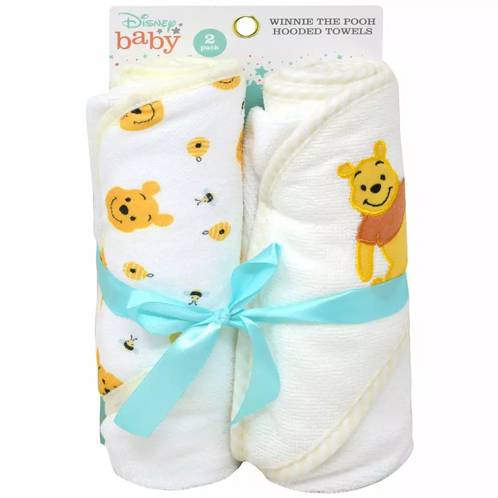 Winnie The Pooh 2pk Rolled Hooded Baby Towel on Card