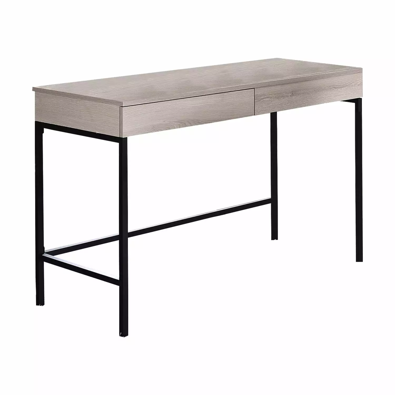 Wooden Desk with 2 Drawers and Metal Frame Washed White and Black - Saltoro Sherpi