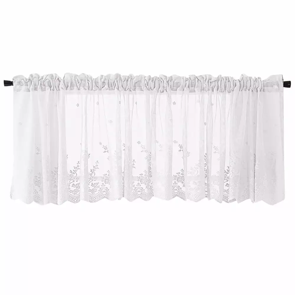 Woven Textured Valance for Bathroom Water Repellent Window Covering