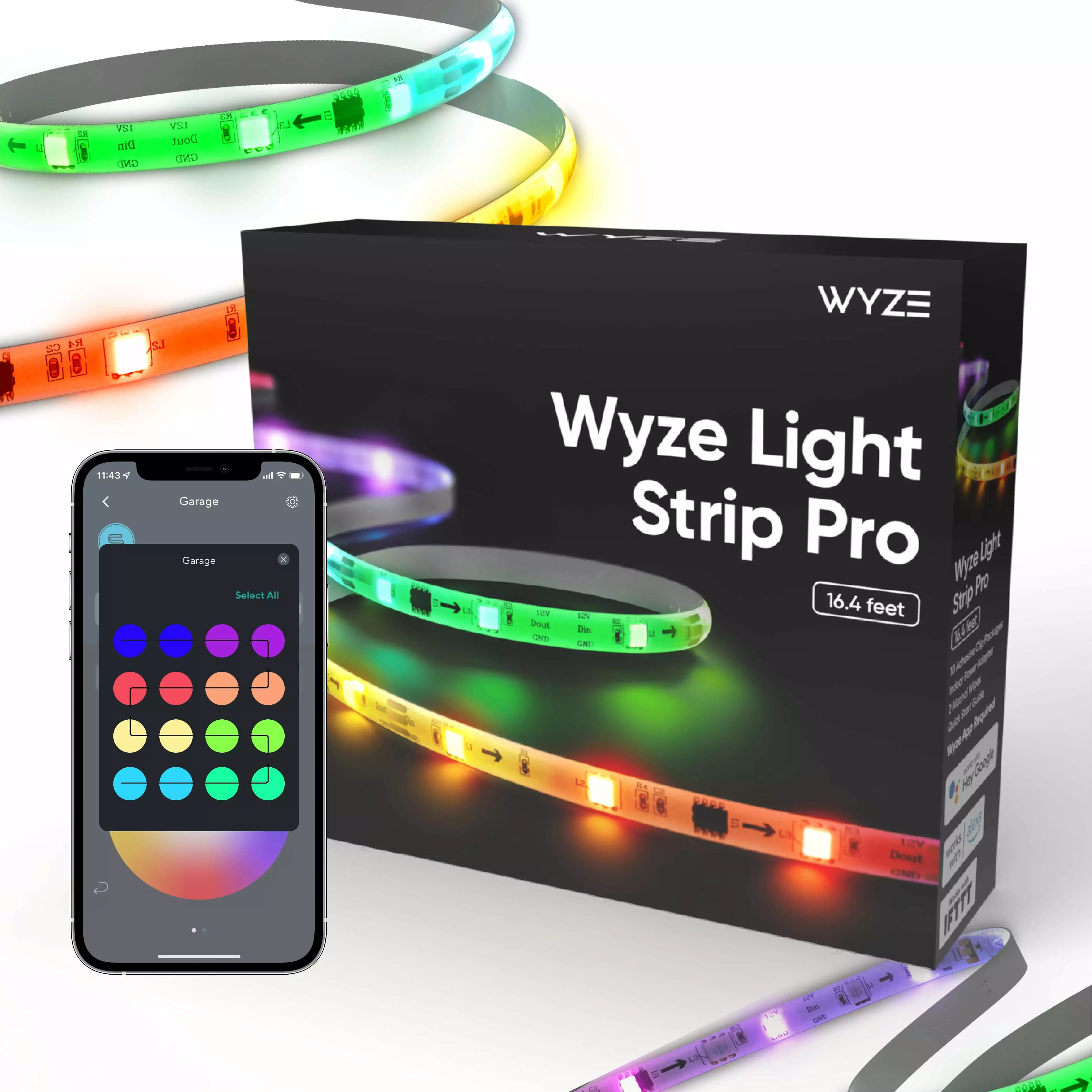 Wyze WLPSTPR-10 32.8ft WiFi Multi-Color Segment Control LED Light Strip Pro