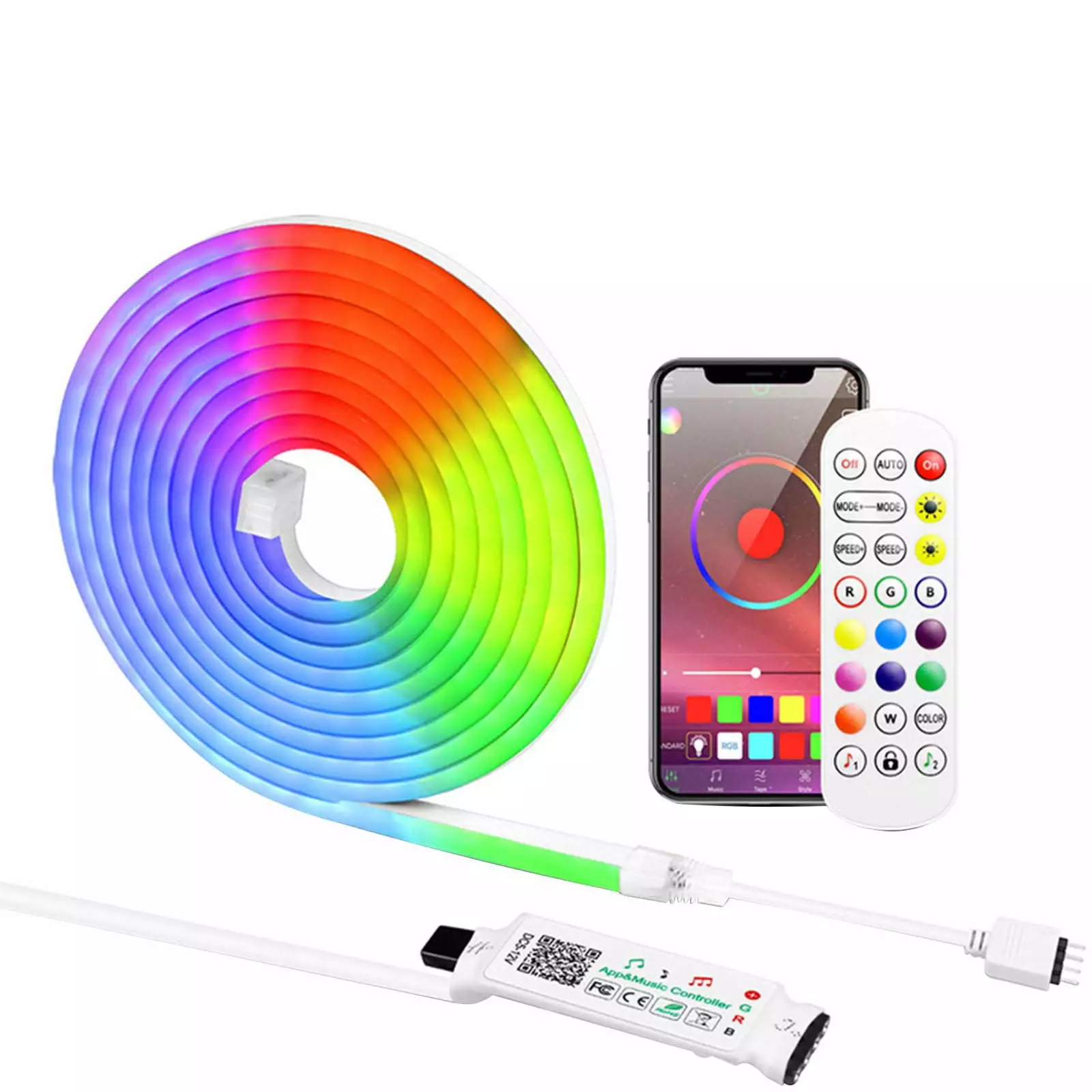 XMMSWDLA 3.3ft LED Neon Strip Light with Remote APP Control IP65 Waterproof Flexible neon LED Rope Lights neon LED Lights for Bedroom Room Outdoors Decor