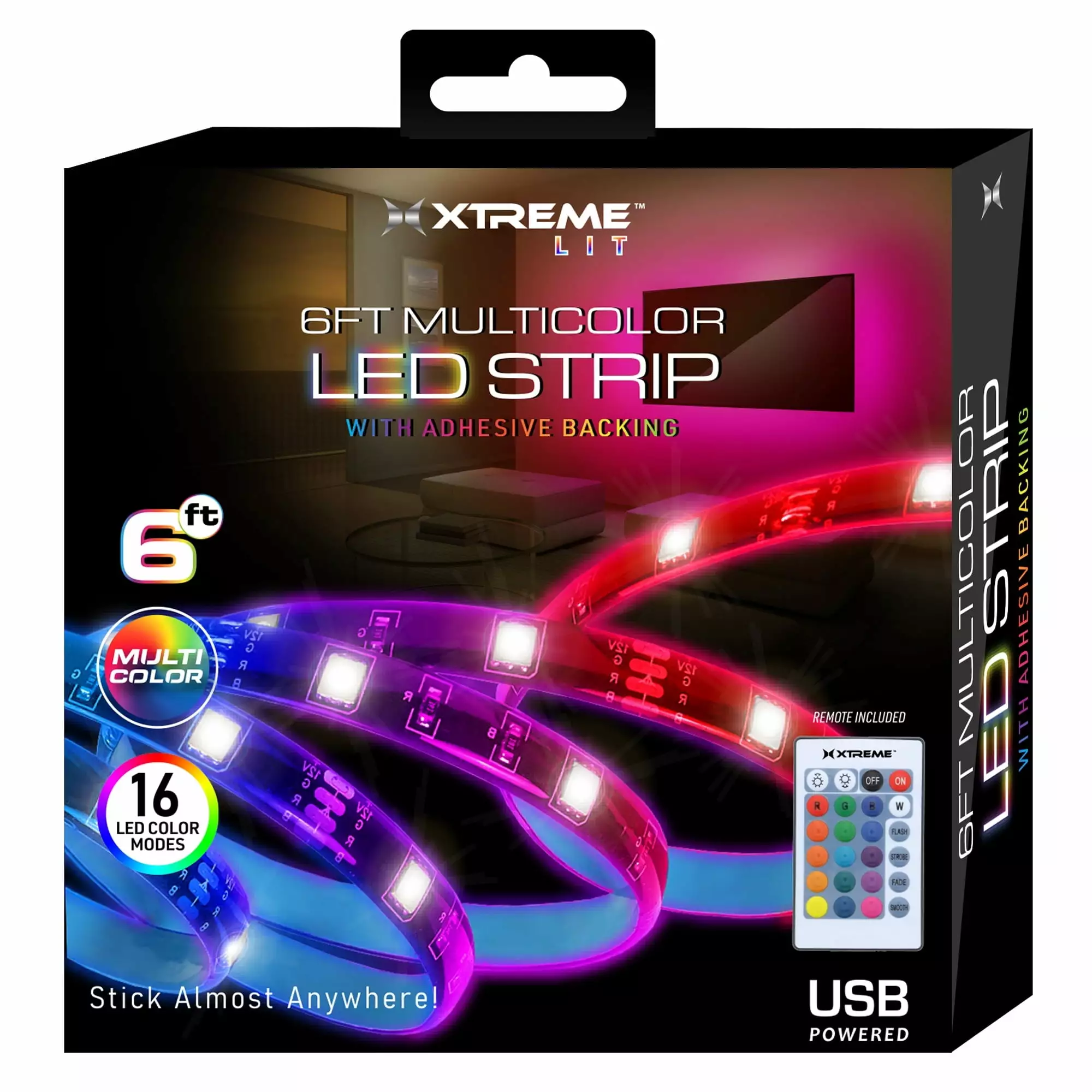 Xtreme Lit 6ft Multicolor LED Light Strip. Customizable. USB-Powered. Remote Included