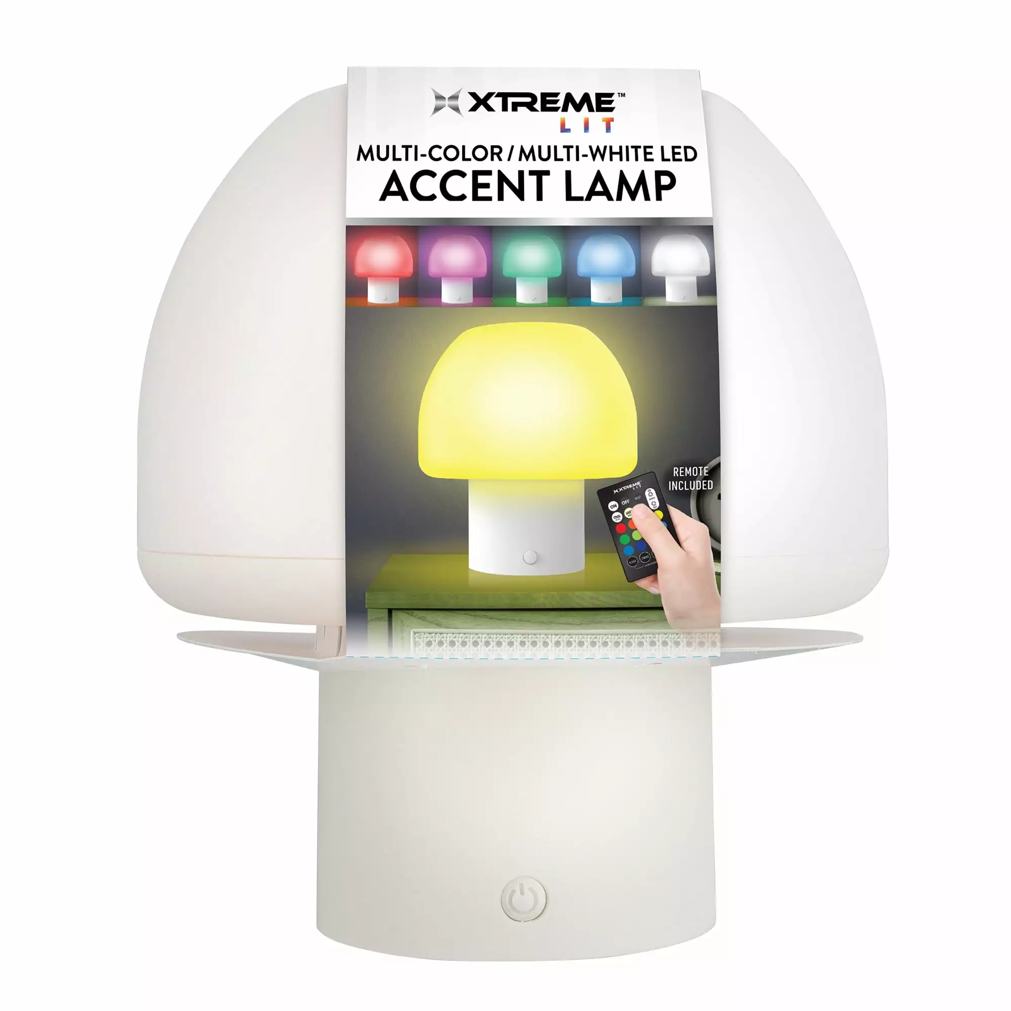 Xtreme Lit New Multi-Color Multi-White LED Accent Mushroom Lamp with White Base. Remote Control