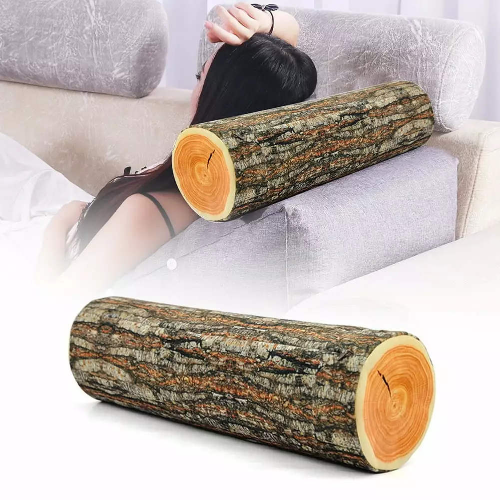 YDxl Decorative Pillow Soft Sleeping Adorable Simulation Wood Pile Pillow for Home