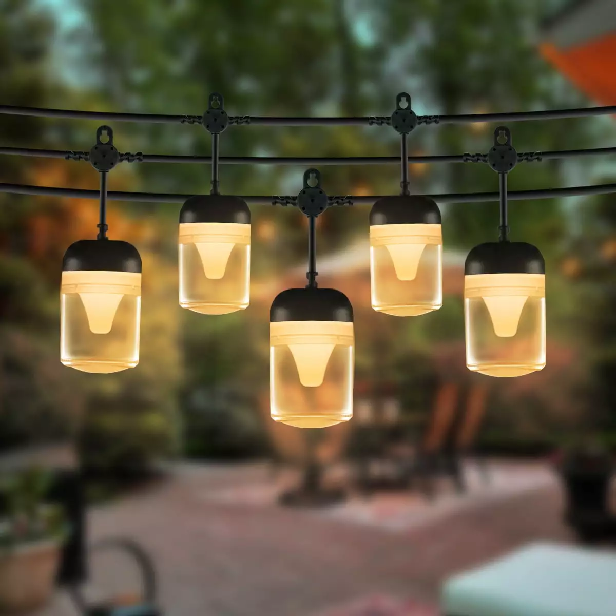 YEOLEH Outdoor Patio Lights Waterproof.52Ft 16LED Similar Edison String Lights Commercial with 8 Modes for Gazebo Porch Decor.Warm White