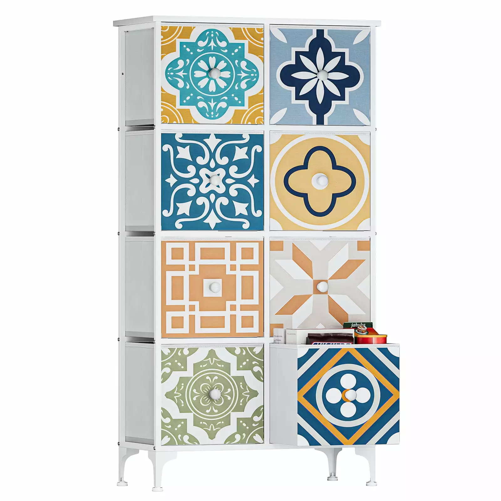 YILQQPER Boho Dresser with 8 Drawers for Bedroom. Storage Drawers. Bedroom Tall Dresser Organize with Fabric Dresser for Dorm. Bedroom. Living Room. Hallway. Entryway. Boho