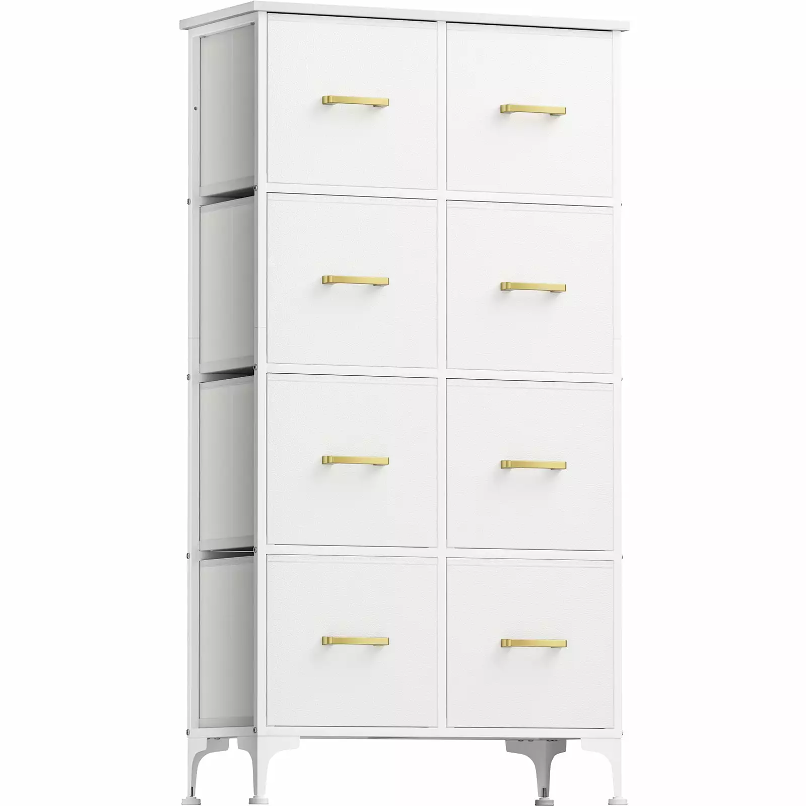 YILQQPER White Dresser with 8 Drawers. Tall Storage Tower Drawer with Wood Top Fabric Sturdy Steel Frame for Adults and Children Bedroom