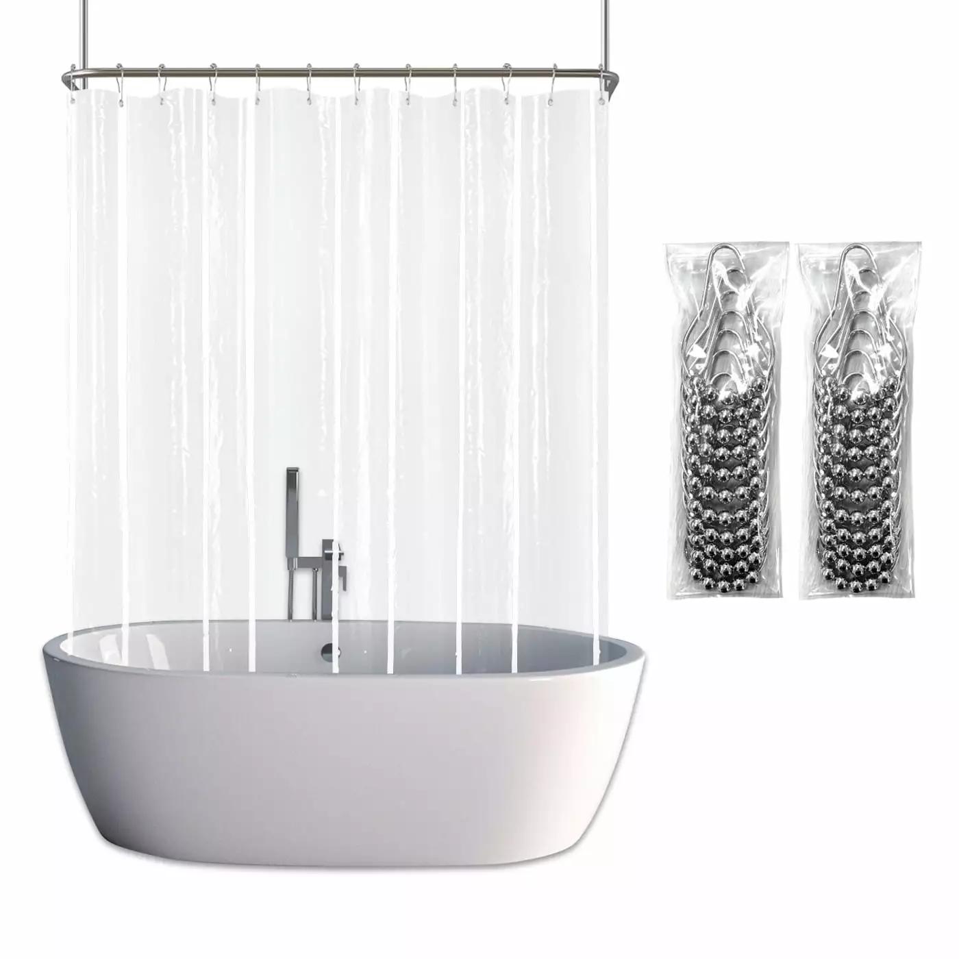 YISURE Extra Wide Shower Curtain Liner with Metal Hooks Clear PEVA Bathtub Curtain 180Wx70L