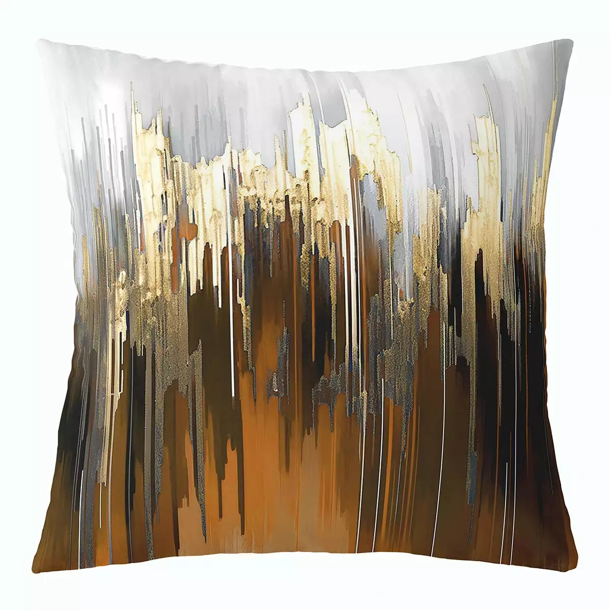 YST Abstract Art Pillow Cover Orange Gold Grey Throw Pillow Cover. Geometry Stripe Cushion Cover 18x18 Inch Golden Metallic Sequins Tie Dye Luxurious Modern Decorative Pillow Cover