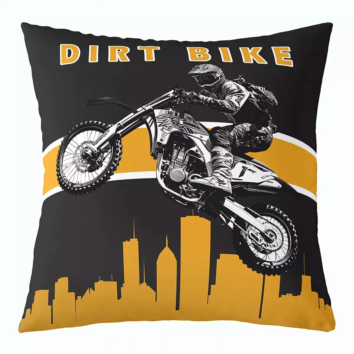 YST Black Yellow Decorative Square Pillow Case Cross Bike Throw Pillow Cover for Boys Men.Dirt Bike Pillow Cover Extreme Sport Motorcycle Motocross Rider Cushion Case 18x18 Inch