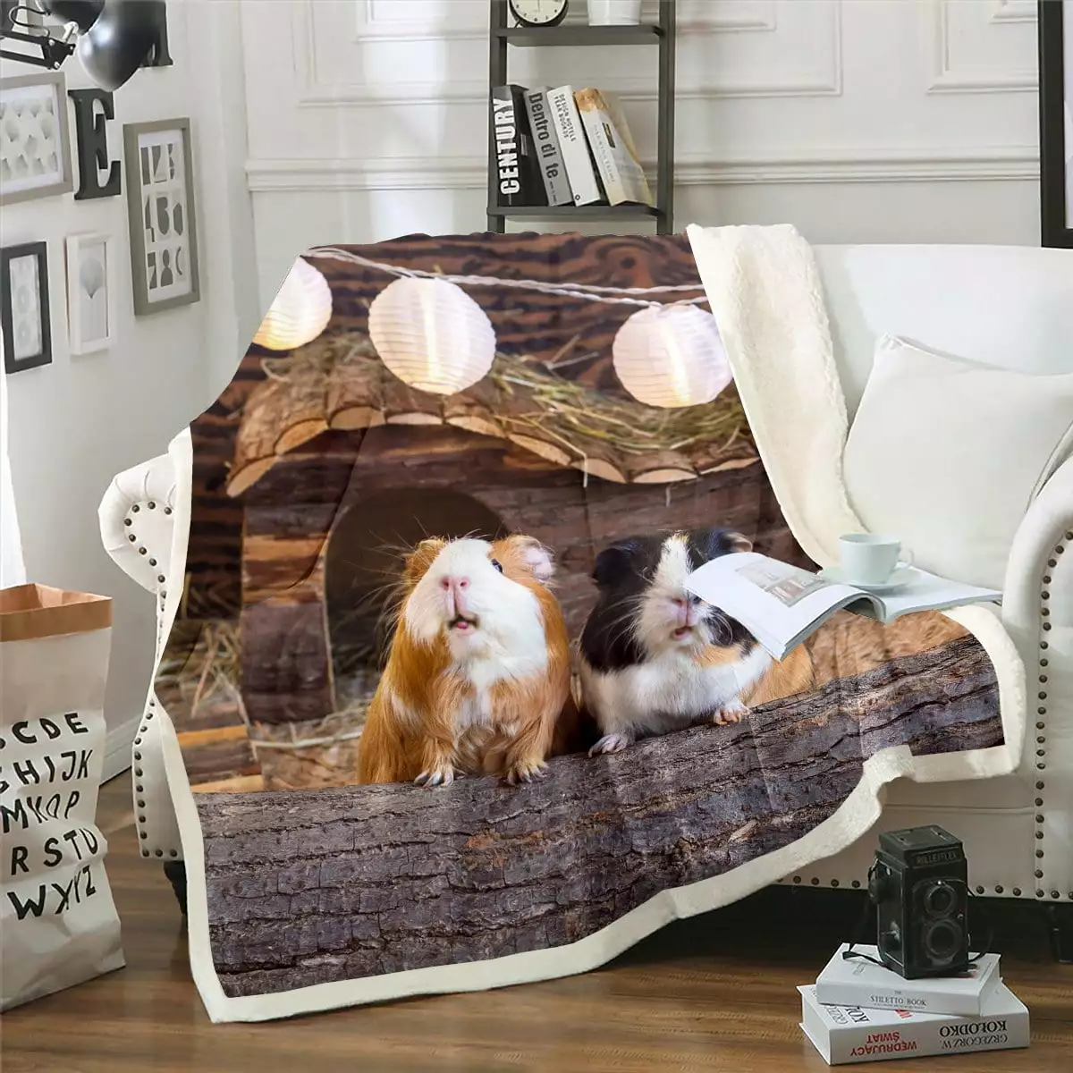 YST Cute Guinea Pig Blanket Kawaii Animal Throw Blanket for Bed. Kids Brown Fleece Blanket Lovely Mouse Sherpa Blanket. Nature Wildlife Fuzzy Blanket Fluffy Soft