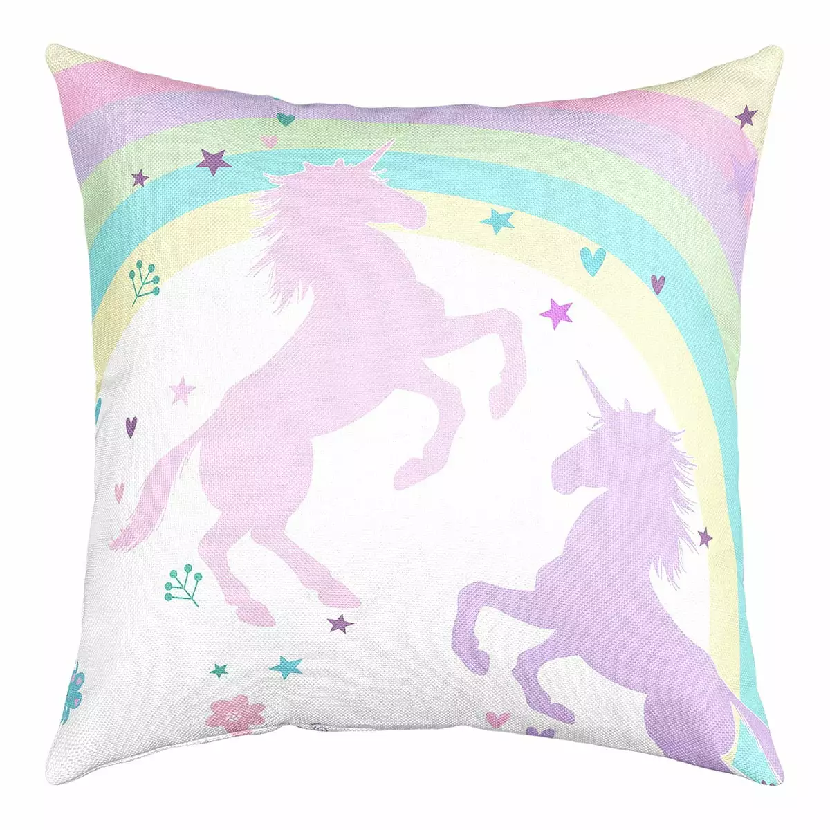 YST Cute Unicorn Throw Pillow Cover 18x18 inch.Cartoon Rainbow Cushion Cover.Pink Fancy Dreamy Horse Decorative Pillow Cover.Galaxy Giltter Stars Floral Accent Pillow Case Soft.Colorful