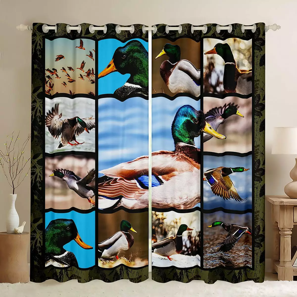 YST Duck Curtains & Drapes For Boys Teens Youth. Mallard Duck Blackout Curtains Nature Landscape Curtains. Rustic Farmhouse Animal Patchwork Window Curtains. 2 Panels