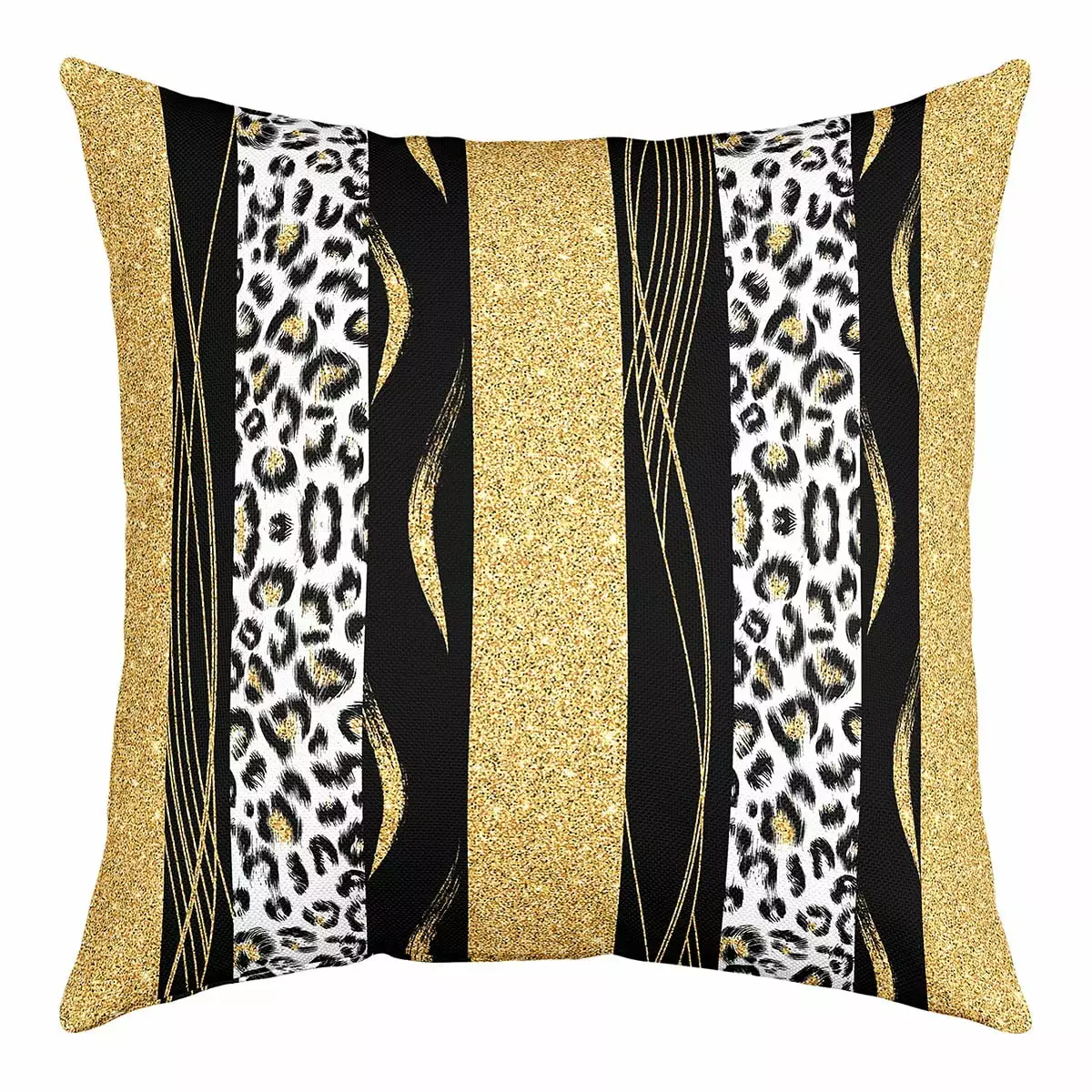 YST Leopard Print Cushion Cover for Boys Kids Teens.Africa Wild Animal Pillow Cover 18x18 inch.Yellow Black Geometry Patchwork Throw Pillow Cover.Golden Glitter Stripes Accent Pillow Case