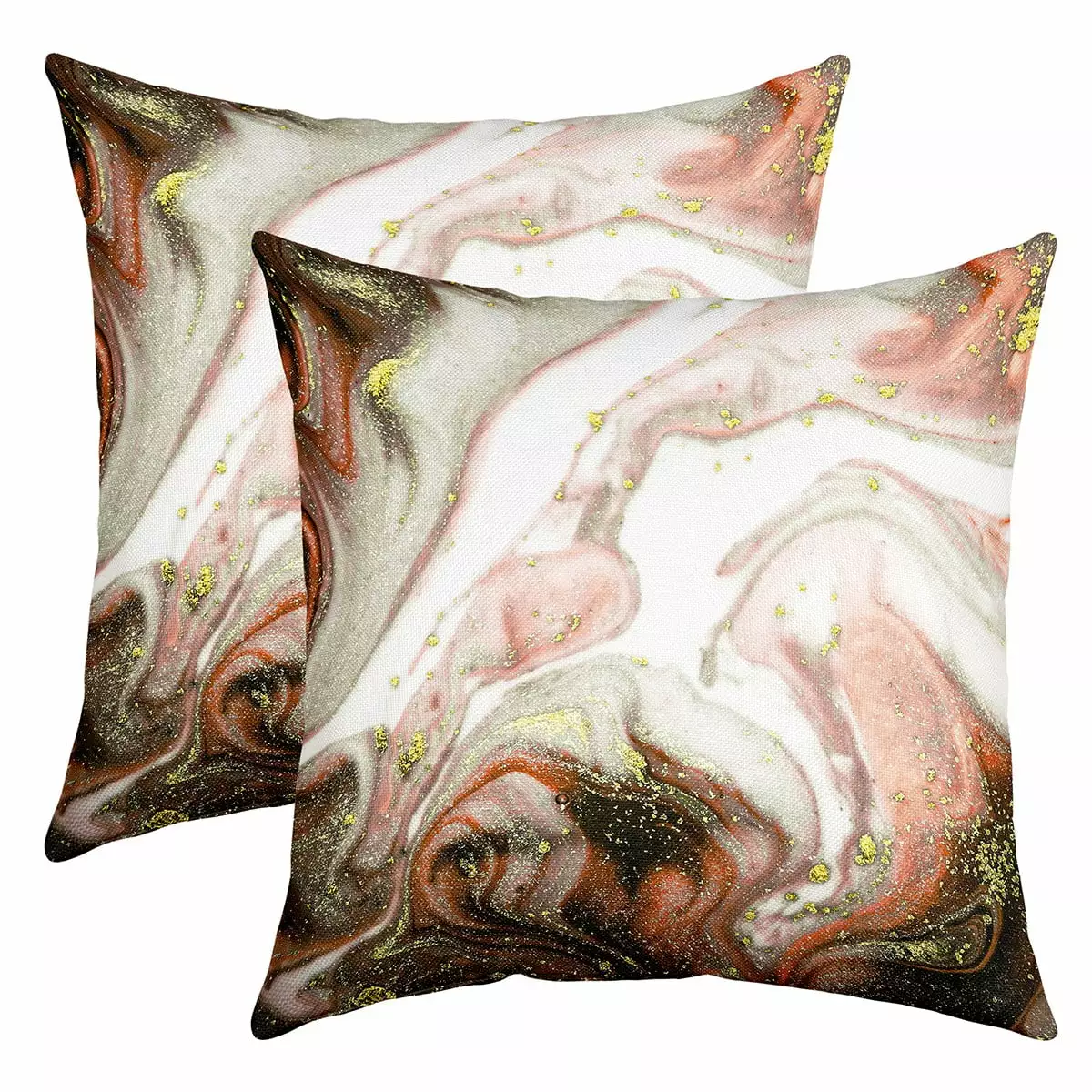 YST Marble Cushion Cases.Abstract Marble Texture Throw Pillow Covers for Teens Adults.Modern Golden Art Tie Dye Pillow Covers 18x18 inch set of 2.Orange White Black Marble Texture Cushion Covers