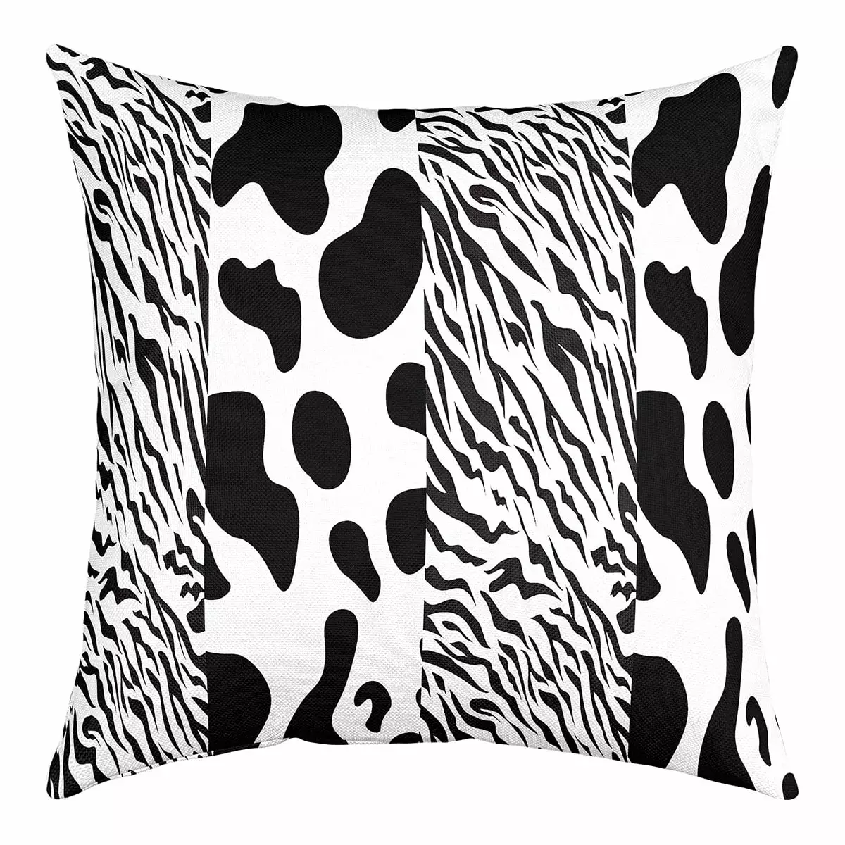 YST Milk Cow Print Throw Pillow Cover 18x18 Inch Western Cushion Cover.Black and White Cowhide Pillow Cover Wild Animal Skin Spot Striped Patchwork Bull Cattle Hide Western Decor