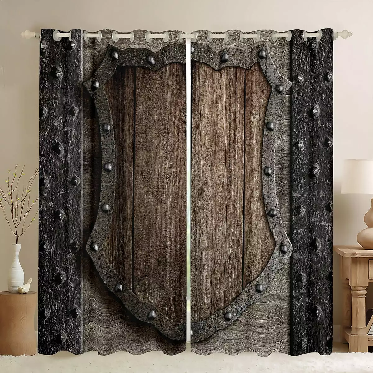 YST Old Barn Door Blackout Curtains Rustic Farmhouse Outdoor Curtains & Drapes for Boys Youth Vintage Wooden Garage Door Window Curtains 42''Wx63''L for Bedroom Living Room