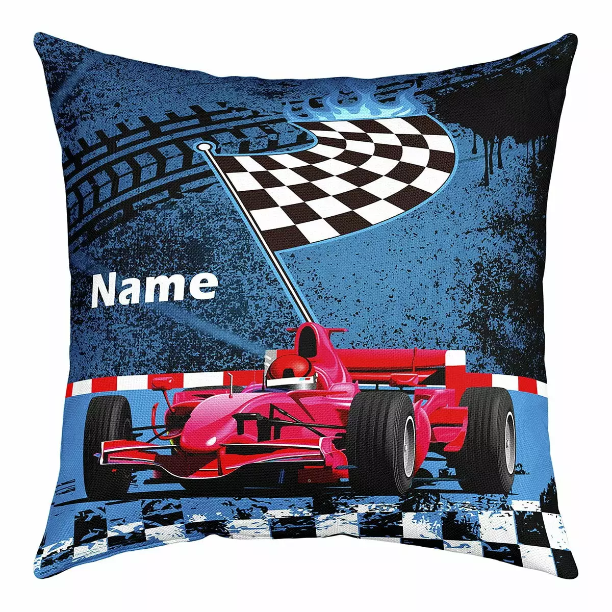 YST Race Car Cushion Cover 18x18 inch.Black White Lattice Print Pillow Cover.Teens Cool Speed Racing Car Throw Pillow Cover.Automobile Extreme Sport Games Theme Cushion Case Soft